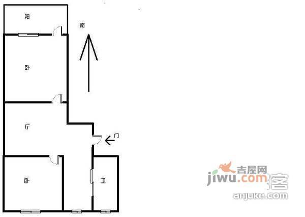 崇庆里2室1厅1卫67㎡户型图