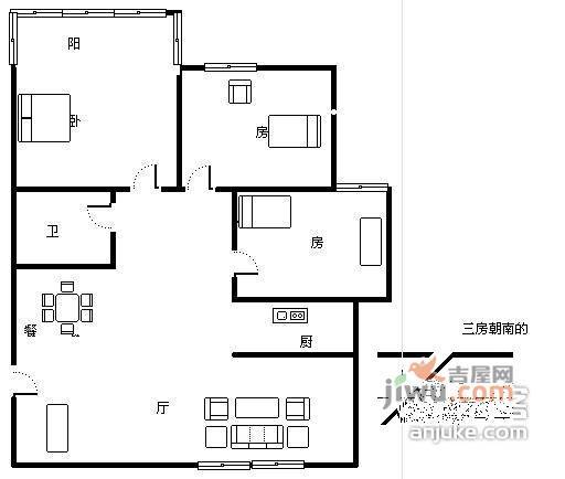 紫金文苑3室2厅2卫132㎡户型图