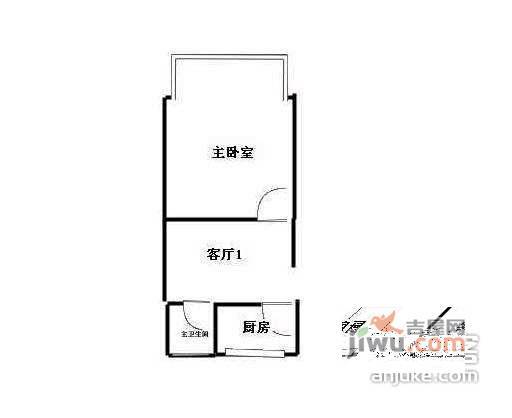 王马巷1室1厅1卫45㎡户型图