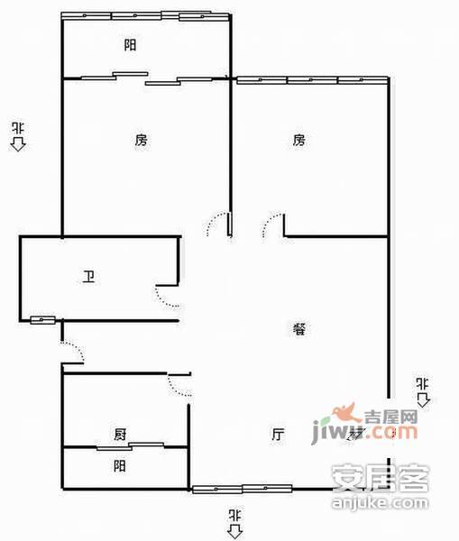 天安假日公寓3室1厅1卫129㎡户型图