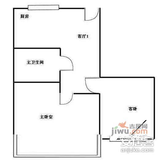 断河头小区2室1厅1卫66㎡户型图