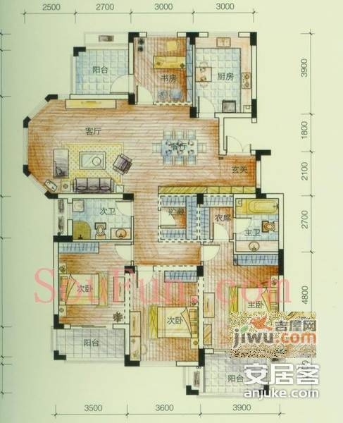 云栖蝶谷4室2厅2卫150㎡户型图