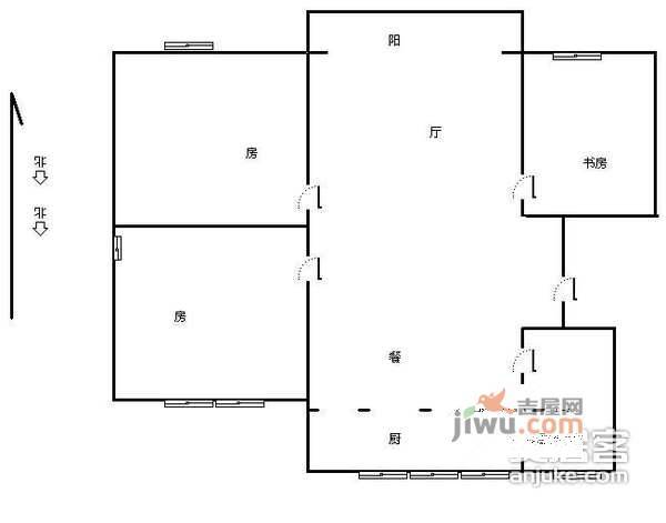 望月公寓3室2厅1卫99㎡户型图