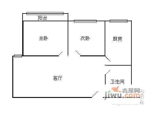 钱江六苑2室2厅1卫89㎡户型图