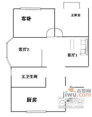 机场路一巷小区3室1厅1卫79㎡户型图