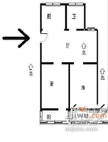 望江家园2室1厅1卫91㎡户型图