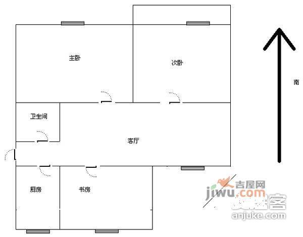 茶市新村3室1厅1卫86㎡户型图