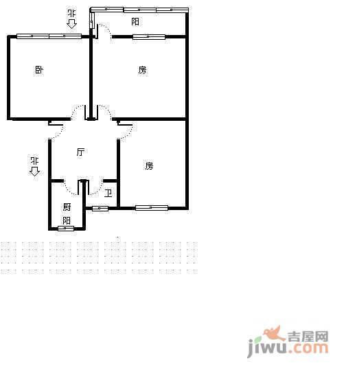 清波新村3室1厅1卫82㎡户型图