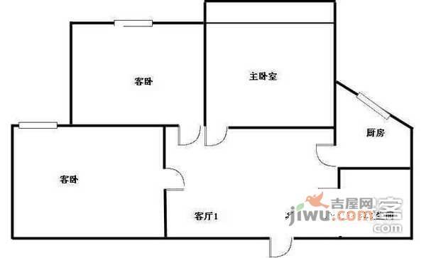 东园大楼3室2厅1卫91㎡户型图