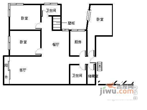 云龙公寓3室2厅1卫126㎡户型图