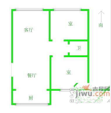 中山北路小区2室2厅1卫78㎡户型图