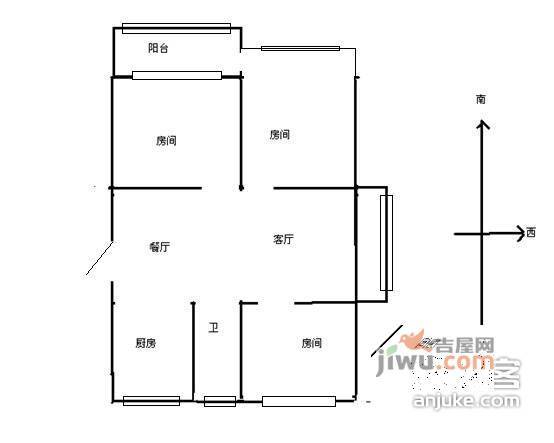 广利佳苑3室2厅1卫117㎡户型图