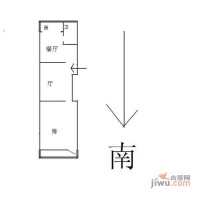 石灰桥社区1室1厅1卫43㎡户型图