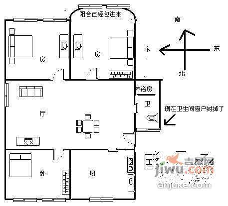 长乐北苑3室1厅1卫户型图