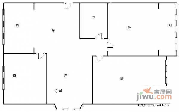 盛德嘉苑3室2厅1卫108㎡户型图