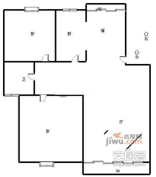 盛德嘉苑2室2厅1卫69㎡户型图