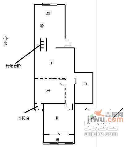 盛德嘉苑2室1厅1卫69㎡户型图