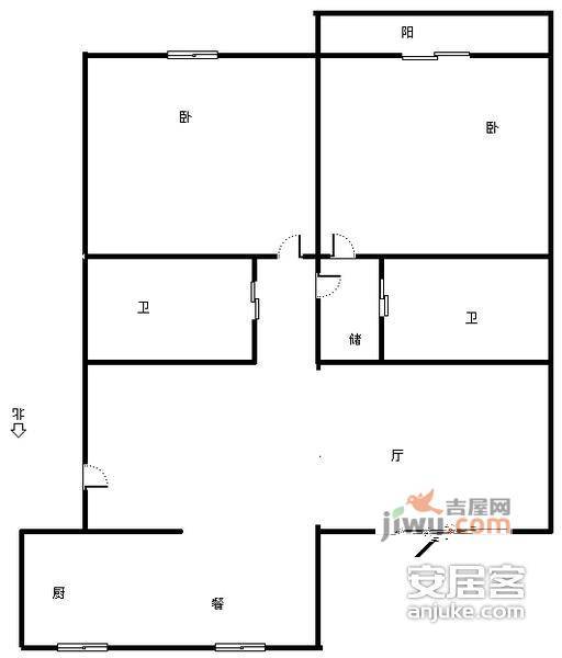 长兴苑小区3室1厅1卫户型图