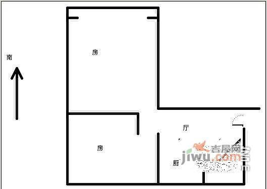 沈塘东村2室1厅1卫58㎡户型图