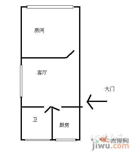 尚农里小区1室1厅1卫38㎡户型图