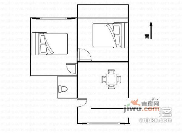 云雀苑2室1厅1卫69㎡户型图