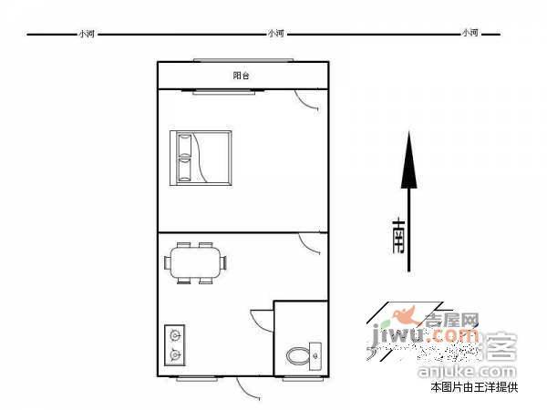 复兴北苑1室1厅1卫35㎡户型图