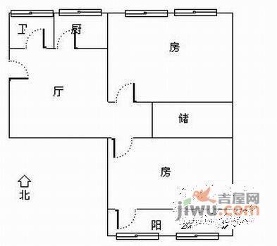 浣纱路小区2室1厅1卫83㎡户型图