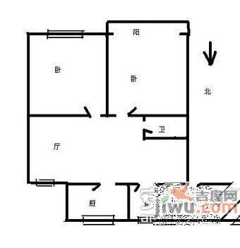 良渚花苑2室1厅1卫77㎡户型图