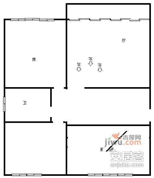 白鹭郡东2室2厅1卫90㎡户型图