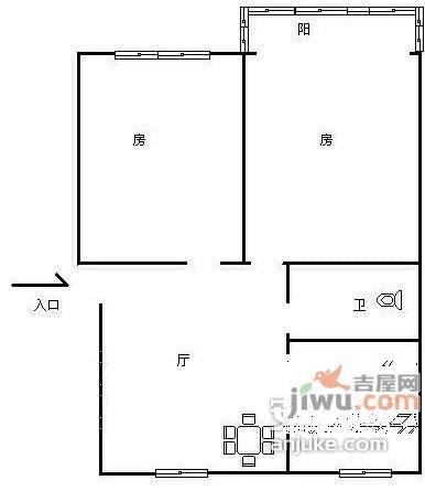 哑吧弄小区2室2厅1卫84㎡户型图