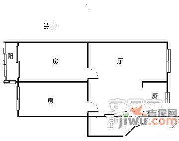 杭大新村2室1厅1卫68㎡户型图