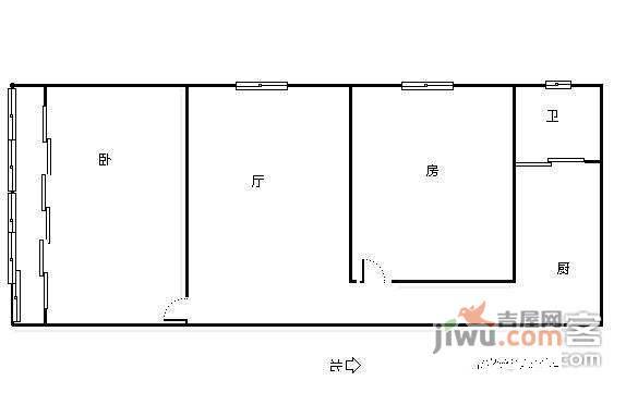 江城路小区1室1厅1卫36㎡户型图