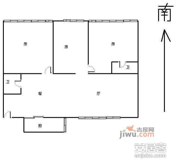 平海公寓3室2厅2卫155㎡户型图