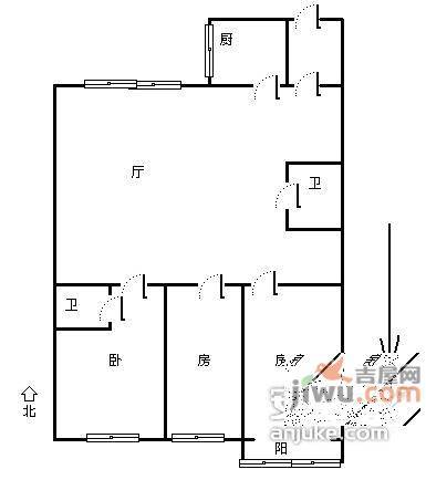 平海公寓3室2厅2卫155㎡户型图