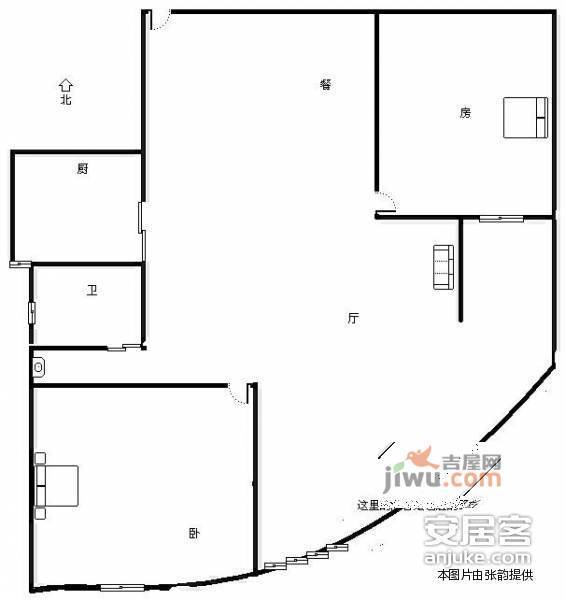 江南新港2室2厅1卫89㎡户型图