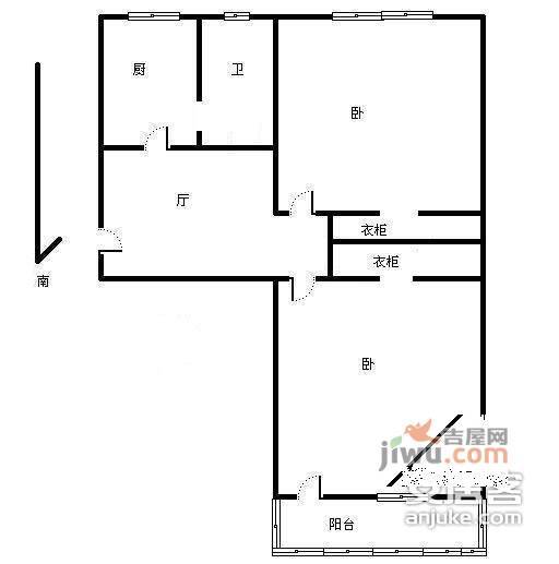 美都新村2室1厅1卫68㎡户型图