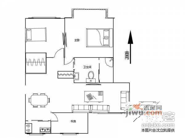 湖墅嘉园3室2厅1卫136㎡户型图