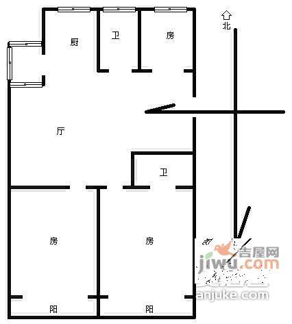 湖墅嘉园3室1厅2卫104㎡户型图