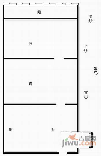 三宝新村1室1厅1卫44㎡户型图