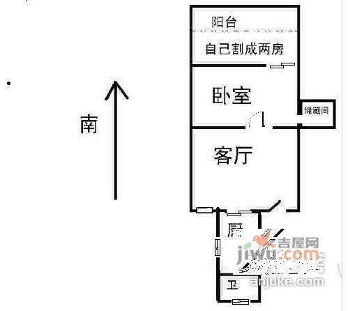 三宝新村1室1厅1卫44㎡户型图