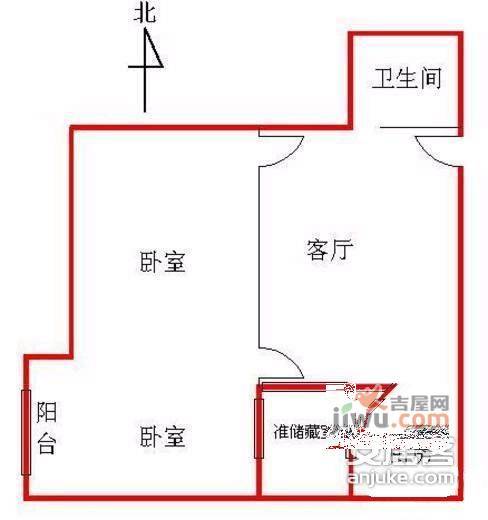 凤起苑1室1厅1卫41㎡户型图