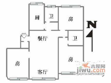 米兰公寓3室2厅2卫184㎡户型图