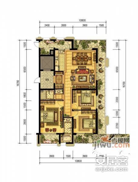 通和府尚公馆3室2厅2卫165㎡户型图