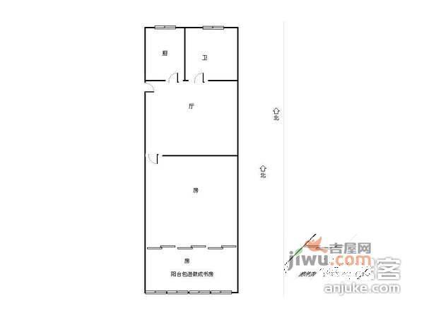 潮鸣苑1室1厅1卫47㎡户型图