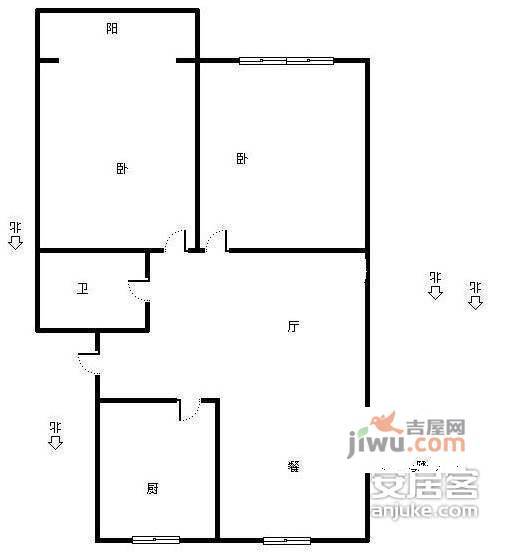 金源公寓2室1厅1卫73㎡户型图