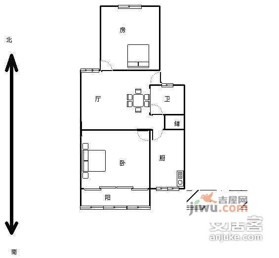 灯塔新村2室1厅1卫67㎡户型图