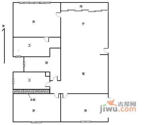 丹桂公寓3室2厅2卫133㎡户型图