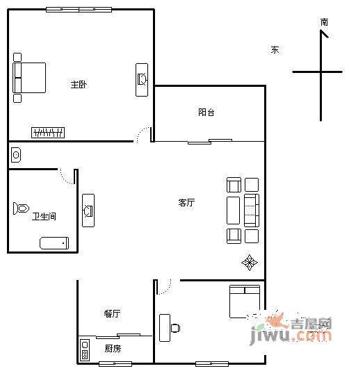 丹桂公寓3室2厅1卫115㎡户型图