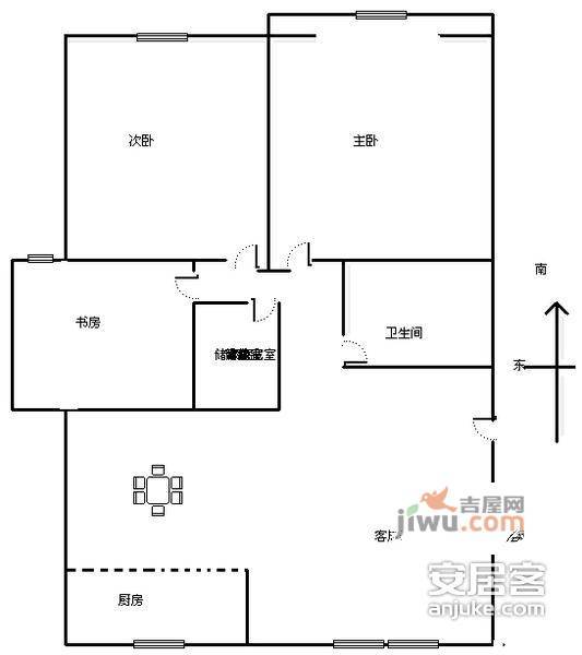 陆家圩小区水清苑3室2厅1卫109㎡户型图