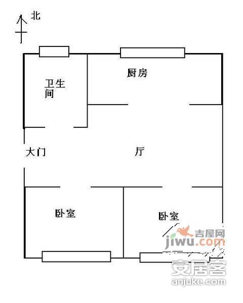 陆家圩小区水清苑2室1厅1卫79㎡户型图